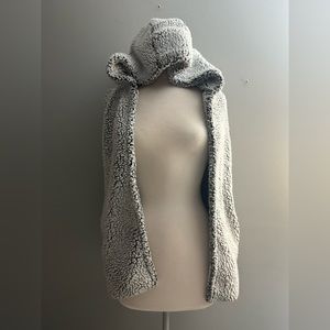 Teddy bear/faux sherpa hooded vest with pockets